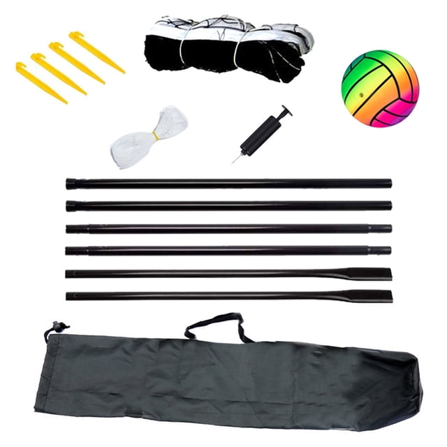 TFixol Portable Volleyball Net Set with Carry Bag for Outdoor Sports - Includes Net, Rack, Ball, and Inflator for Beach, Park, or Grass Play