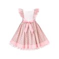 thumbnail image 4 of Girls Dress Vintage Pink Floral Square Collar Embroidery Layered Flutter Sleeve 5 Years, 4 of 6