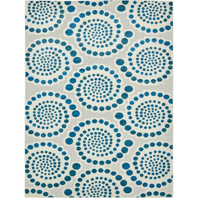 Unique Loom Tapis d'Intérieur et d'Extérieur à Tissage Plat, 9 x 12 Pieds, Ivoire/teint, Collection Moderne