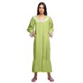thumbnail image 3 of Moomaya Robe de Nuit Maxi pour Femmes en Coton à Col en V Imprimé avec Bordure Volantée, 3 of 5