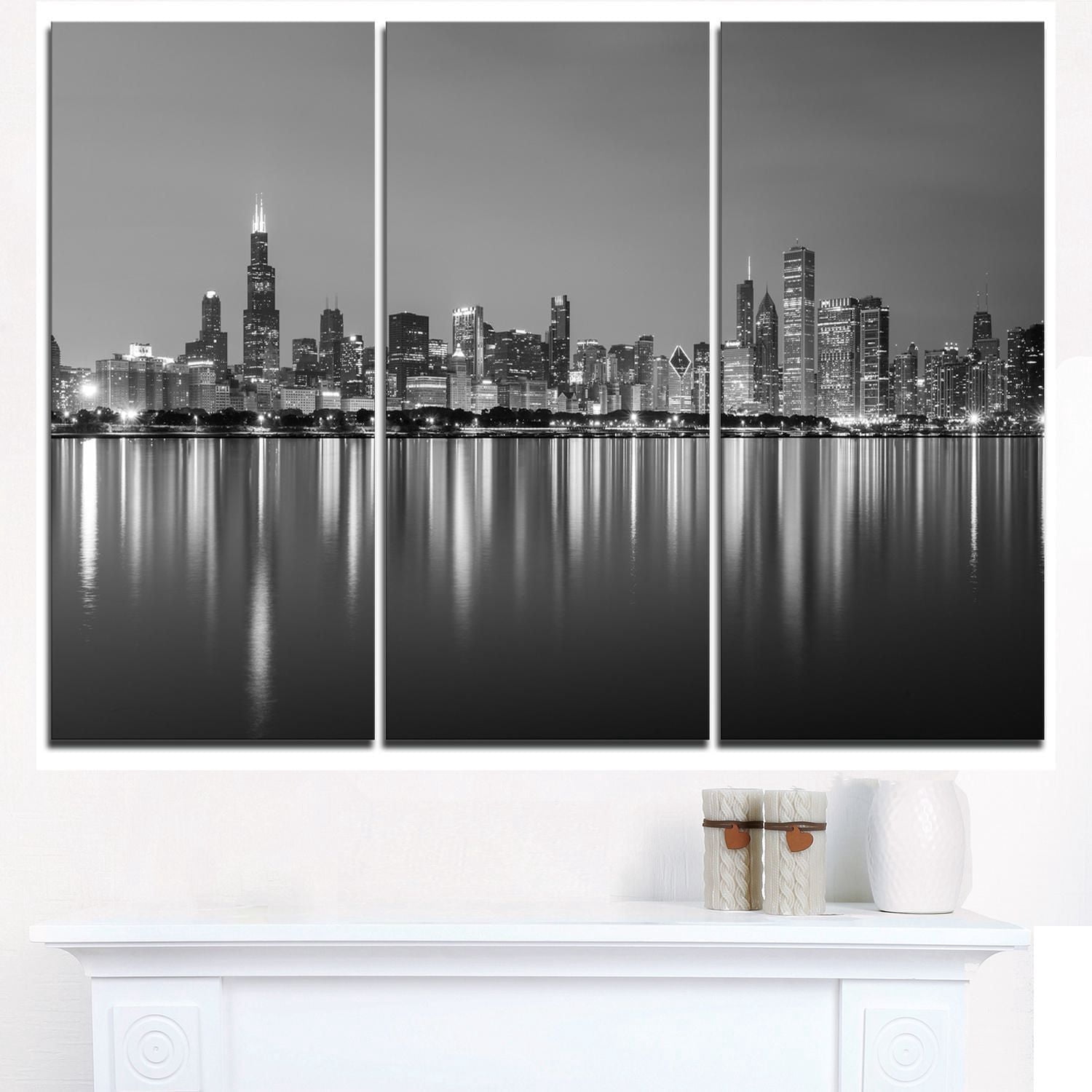 Tableau moderne imprimée sur toile Design Art chicago noir et blanc