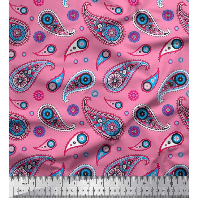 Soimoi Cotton Poplin Fabric Artistic Paisley Decor Fabric Printed Yard 56 Inch Wide