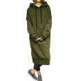 thumbnail image 4 of Nouvelle Robe à Capuche Longue Ample pour Femmes, Unie, Manches Longues, Poches, Fente, Décontractée, Chaude, Chandails à Capuchon, 4 of 7