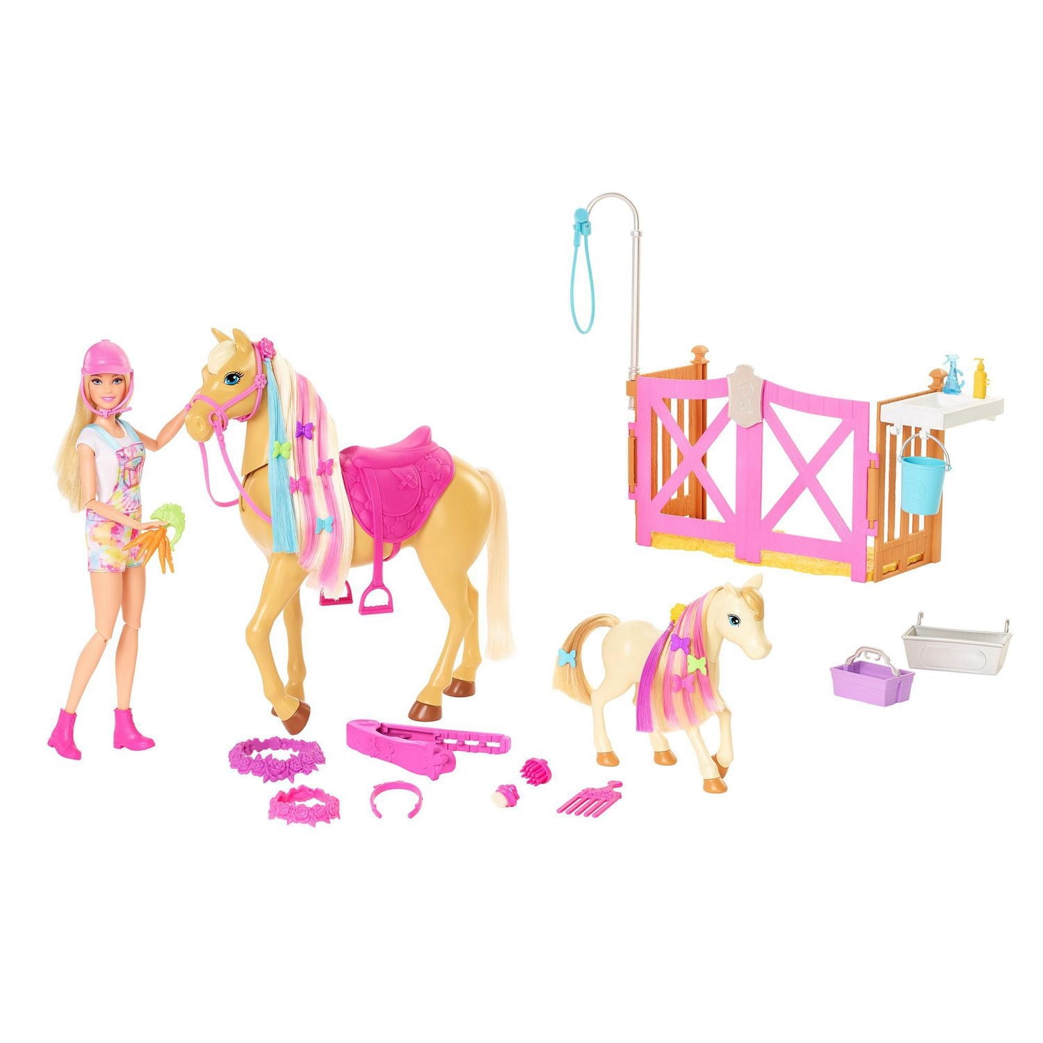 Barbie Groom 'n Care Playset with Doll, 2 Horses & 20+ Accessories, 3 to 7 Year Olds