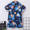 thumbnail image 4 of MIASHUI Toddler Boy Beach Outfit Set Summer Print Button Down Shirt Short Pants,Blue,2-3 Years, 4 of 6
