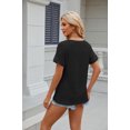 thumbnail image 3 of RKSTN Tops for Women Trendy Spring Summer Solid Color Lace V-neck Short Sleeve T-shirt Temperament Loose Plus Size Tops, 3 of 3