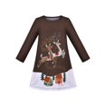 thumbnail image 1 of Robe Fille Café Marron Noël Elk Renne Manches Longues 4 Ans, 1 of 5