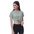 thumbnail image 1 of Moomaya T-Shirt Court à Nœud devant pour Femmes, Manches Courtes, Col Rond, Haut Noué, 1 of 7
