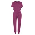 thumbnail image 4 of Yuyuzo Ensembles d'Entraînement pour Femmes 2 Pcs T-Shirts à Manches Courtes à Col Ras du Cou Pantalons Jogger à Cordon avec Poches, 4 of 5