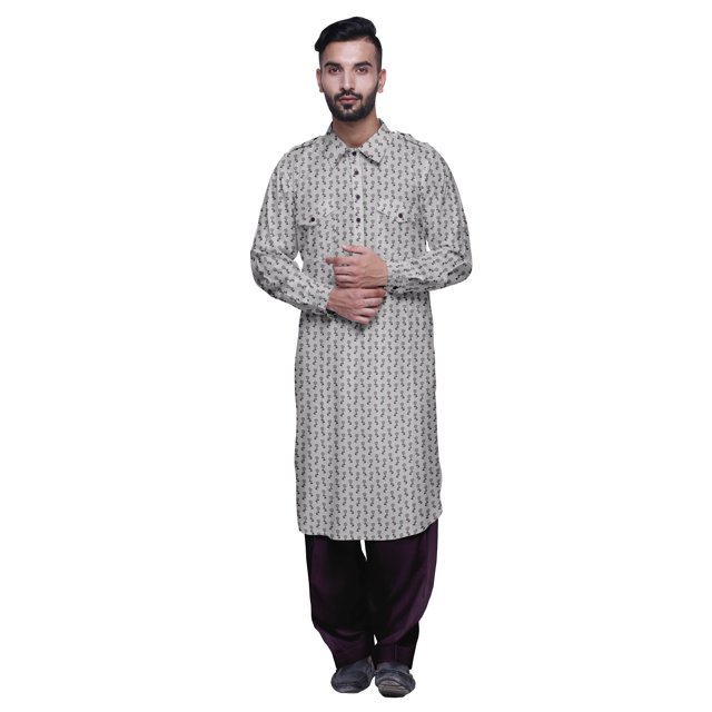 Atasi Kurta Pathani pour Hommes à Col Classique à Manches Longues Salwar Ensemble de Kurta de Mariage
