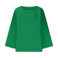 thumbnail image 4 of Tnhcen Chemise Décontractée pour Femme en Mélange Coton-Lin d'Automne à Col Rond, Manches 3/4 - Grande Taille, Hauts d'Automne Confortables P-5TG, 4 of 6