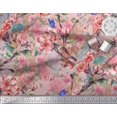 thumbnail image 2 of Soimoi Pink Poly Georgette Fabric Insect,Peach & Pink Floral Decor Fabric Printed BTY 42 Inch Wide, 2 of 3