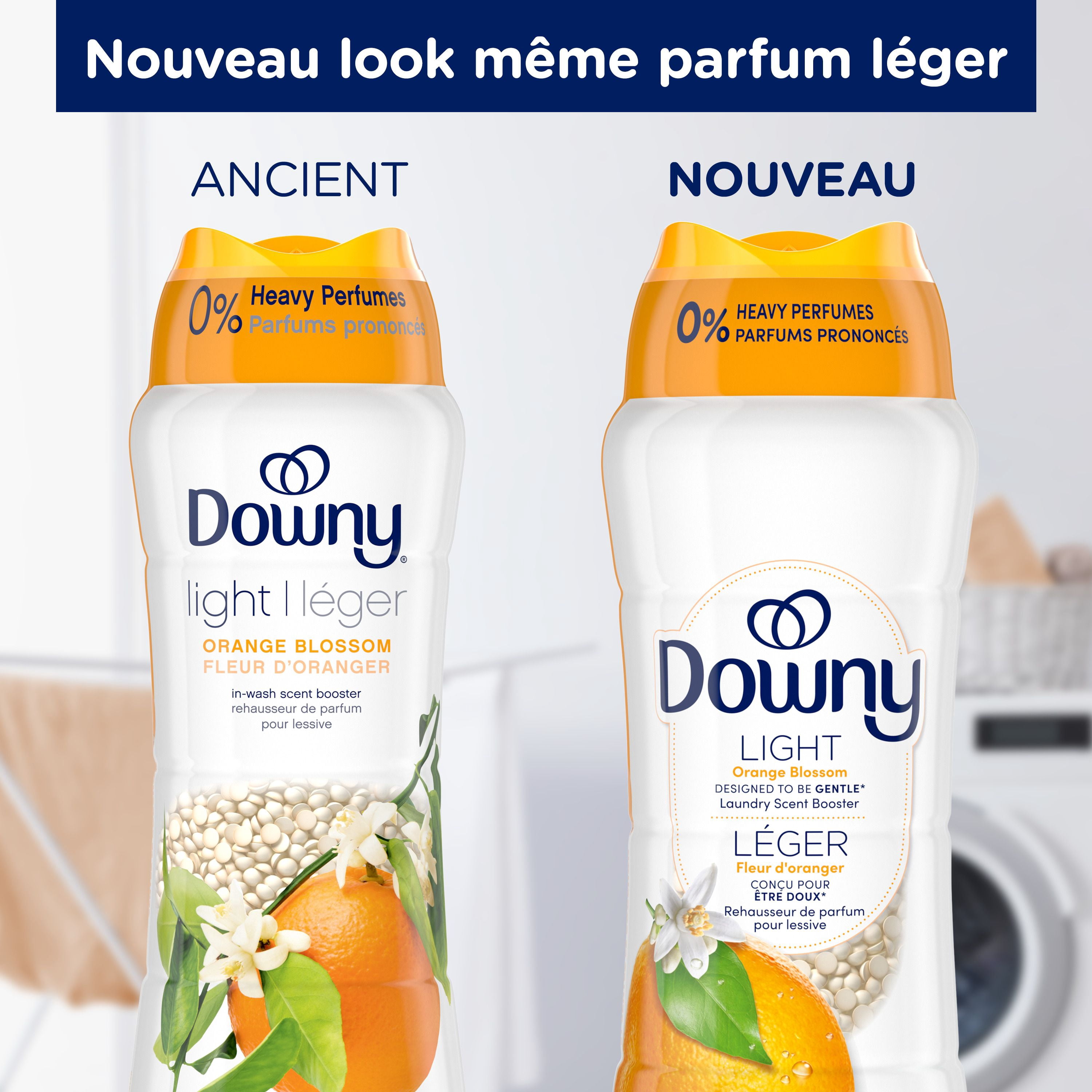 Perles rehausse-parfum pour lessive Downy Léger, parfum Fleur d’oranger, perles pour les tissus et la lessive, conçues pour être douces avec une légère bouffée de parfum, sans parfums prononcés