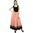 thumbnail image 2 of Bimba Women's Long Maxi Skirt With Contrast Border Boho Skirt With Elastic Waist, 2 of 9