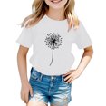 thumbnail image 2 of PMVFHDE Hauts de Sortie pour Fille Enfants Garçons Filles Décontracté Imprimé Pissenlit Col Rond Manches Courtes T-Shirt Graphique Haut,1-Blanc,9-10 Ans, 2 of 4