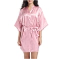 thumbnail image 1 of Tqcoqu Women Hot Fix Casual Solid Color Simulated Silk Home Clothing Robes, 1 of 6
