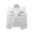thumbnail image 1 of Gilet Décontracté pour Femmes, Col Rabattu, Hauts à Simple Boutonnage, Poches à Bord Effiloché, 1 of 6