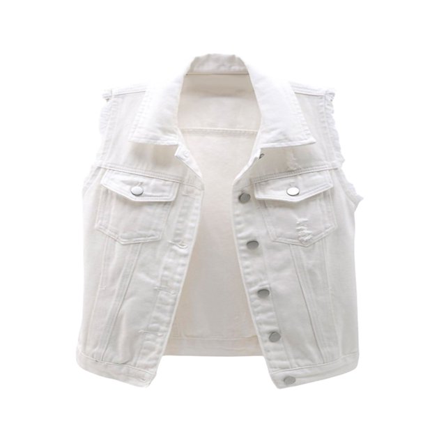 Gilet Décontracté pour Femmes, Col Rabattu, Hauts à Simple Boutonnage, Poches à Bord Effiloché
