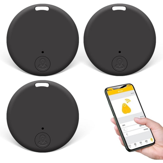SkyAuks Mini Étiquette Bluetooth Portable de Suivi GPS Anti-Perte pour iOS/Android, Noire, Lot de 3
