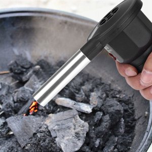 JUNWELL Portable BBQ Fan Air Blower Outdoor Camping Picnic Charcoal Grill Barbecue Blower Grill Fan Battery Powered