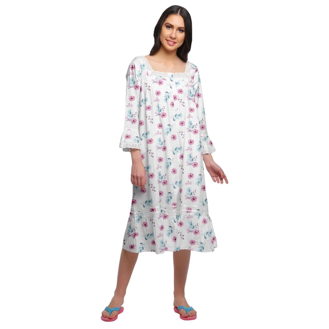 Moomaya Chemise de Nuit Évasée en Coton pour Femmes