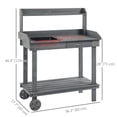 thumbnail image 3 of Outsunny 36' Wooden Potting Bench Gray Solid Wood Work Table with 2 Removable Wheels, 3 of 9