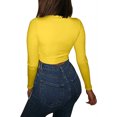 thumbnail image 4 of Hauts Courts à Manches Longues pour Femmes, Col Roulé Mi-Haut, Couleur Unie, Pulls Slim, 4 of 8