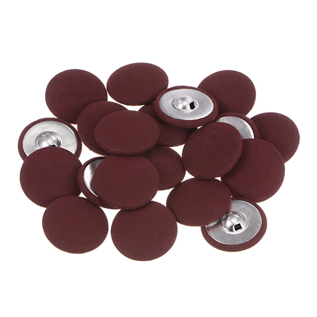 Unique Bargains 20pcs 48L Fabric Cloth Covered Button 30mm Round Metal Shank Sewing Buttons for Suits Dress Blouses, Caramel