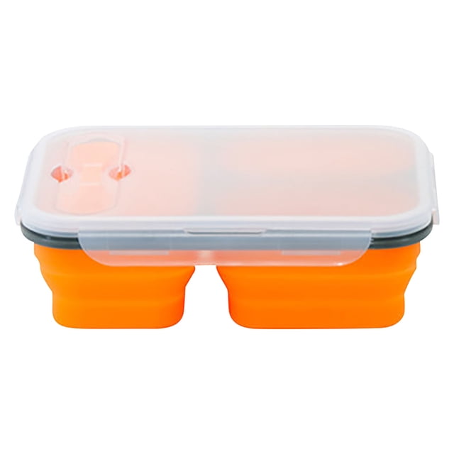Wamans Heated Lunch Box Lunch Box with Spoon Silicone Folding Microwave Oven Portable Lunch Box Refrigerator Storage Box Fresh Keeping Box Clearance Items