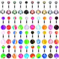 thumbnail image 1 of BodyJ4You 60PC Belly Button Ring Set 14G Mix CZ Stainless Steel Acrylic Banana Body Piercing Jewelry, 1 of 7