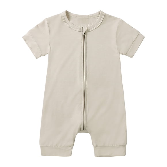 TIWEKE Baby Bodysuits,Baby Solid Color Romper Zipper Onesie Fiber Fabric Natural and Comfortable Summer Jumpsuit Outfits,Size 3-6 Months