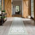 thumbnail image 1 of Oushak 3x10 Wide Hallway Runner Rug - Vintage Turkish Floral, Washable Low Pile Non Slip 10ft Long Runners for Kitchen, Hall Way - Light Blue and Green, 1 of 7