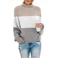 thumbnail image 2 of Hauts Boho pour Femmes Automne Hiver Femmes Tricot Agencement de Couleurs Col Rond Ample Décontracté Chandail Hauts Femmes Chandail Hauts S-67 Kaki TG, 2 of 4