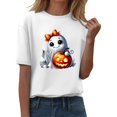 thumbnail image 2 of YLHFASHION T-shirt d'Halloween pour Femmes à Manches Courtes, Col Rond, Graphique, Hauts Imprimés Citrouille, Chandails Décontractés d'Automne 2025, Économies du Printemps, Liquidation, T-shirt à Manches Courtes pour Femmes, 2 of 4