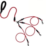 Cagogo Dog Leash, Reflective Nylon Triple Lead Rope for Two Dogs, Padded Handle Two Detachable Splitters Heavy-Duty Clip, Walking Training Leash for Large Medium Small Pets