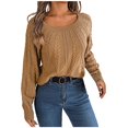 thumbnail image 1 of Yuyuzo Chandail Col Rond pour Femmes 2025 Manches Longues Décontracté Tricoté Ample Automne Hiver, 1 of 6