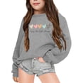 thumbnail image 1 of YOUSNH Chandails pour Enfants Filles Automne et Hiver Imprimé Lettre Col Rond Manches Longues Chandail Filles Chandails à Capuchon Gris 3-4 Ans, 1 of 6