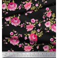 thumbnail image 3 of Soimoi Tissu Poly Georgette Feuilles, Roses et Pivoines Imprimés Floraux au Mètre 52 Pouces de Large, 3 of 3