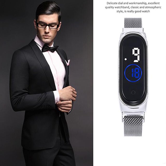 Electronic Watch Magnetic Quartz Waterproof Touch Led Bracelet