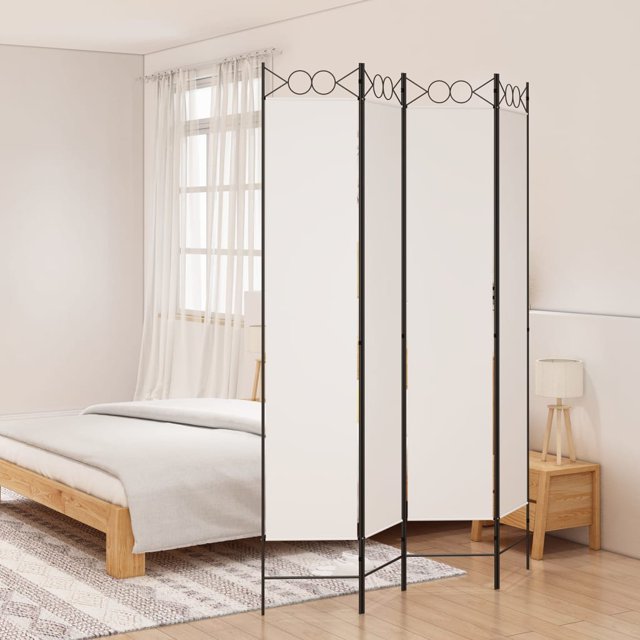 vidaXL Paravent 4 Panneaux Blanc 160x220 cm Tissu