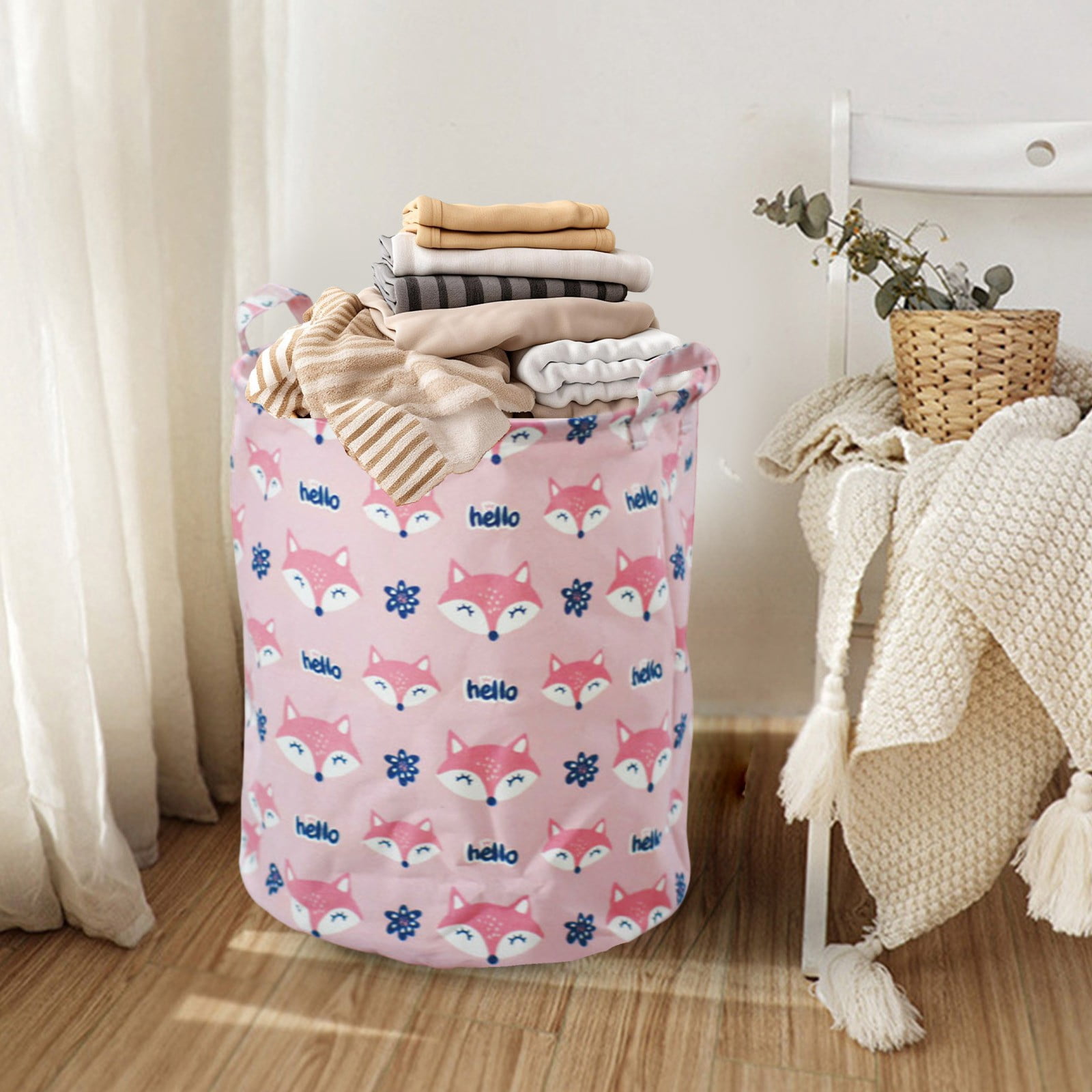 Lksixu Large Dirty Basket With Handle Inner Foldable Storage Basket Doll Organizer Storage Bins Organizers and Storage