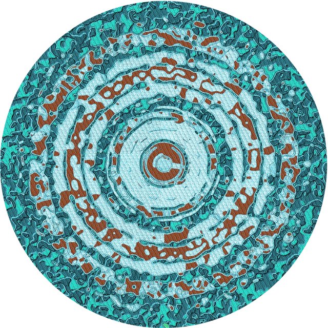 Ahgly Company Tapis de Zone Rond d'Intérieur Lavable à la Machine, Transitionnel, Bleu Verdâtre Vert, 4 Pieds Rond