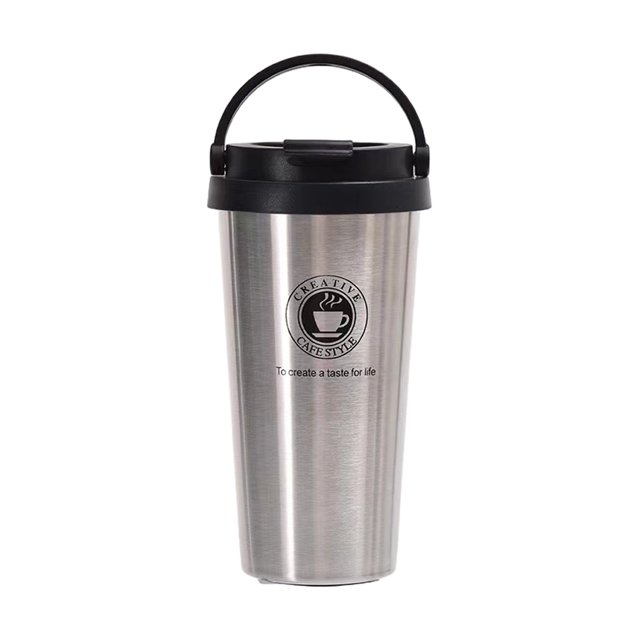 mmirethe Durable Double Walled Travel Mug Stylish And Leakproof Lid Included Easy To Clean Eco-friendly silver 500ml 1Set