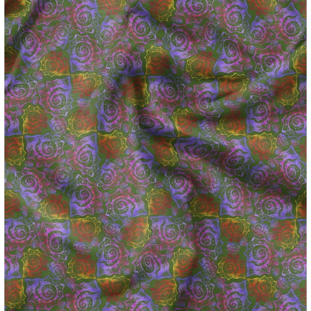 Soimoi Green Rayon Fabric Shells Ocean Print Sewing Fabric Yard 56 Inch Wide