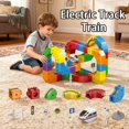 thumbnail image 1 of Electric Train Set Flexible Race Track, 81 PCS Click Rail Track Toy, Gravity-Defying 3D Embedded Layouts & Motorized Car, Click Rail Electric Train Track Set, STEM Learning Gift, 1 of 5