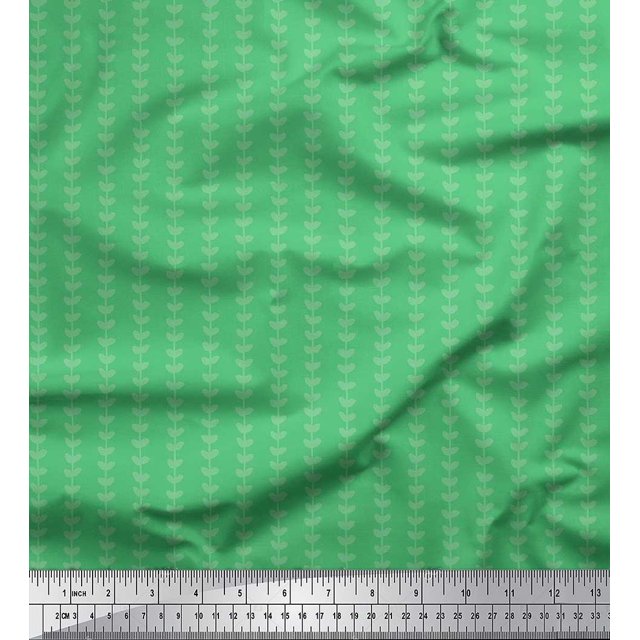 Soimoi Poly Georgette Fabric Stripe & Leaves Artistic Decor Fabric Printed Yard 42 Inch Wide