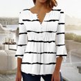 thumbnail image 2 of Hauts à Manches 3/4 pour Femmes Femmes Été Aguichant Plissé Imprimé Régulier Femmes Manches 3/4 Col en V Boutons Hauts Blouse Hauts d'Été pour Femmes Aguichant Aguichant Hauts d'Été pour Femmes Hauts d'Été Aguichant pour Femmes, 2 of 5