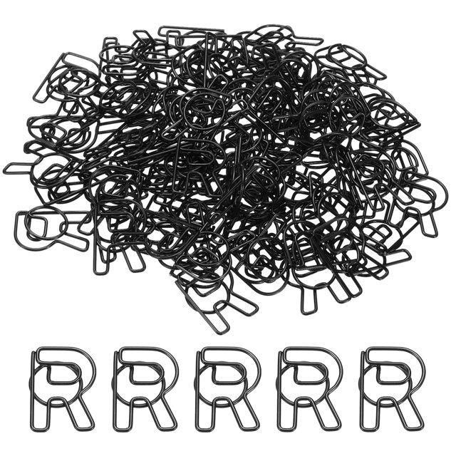 Unique Bargains Paper Clip Coated Letter R Shape Alphabet Clips Bookmarks, Black, 100 Count