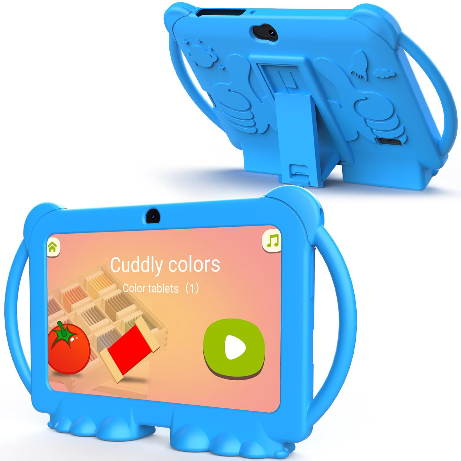 Kids Tablet, 7 inch Android 12 Tablet for Kids, 4GB RAM 32GB ROM 1TB Expand, Toddler Tablet with Parental Control, IPS Screen, Dual Camera, Educational, Games, Shockproo