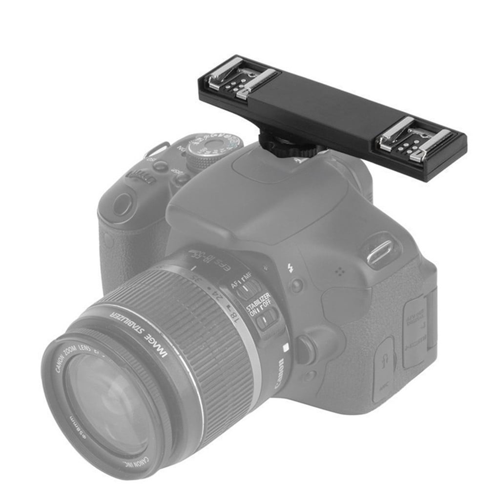 TIMIFIS WS Dual Hot Shoe Flash Speedlite Light Bracket Splitter for Canon DSLR TTL 2C Gift